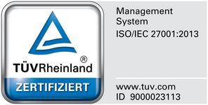 Siegel für das Zertifikat nach ISO/IEC 27001:2013  